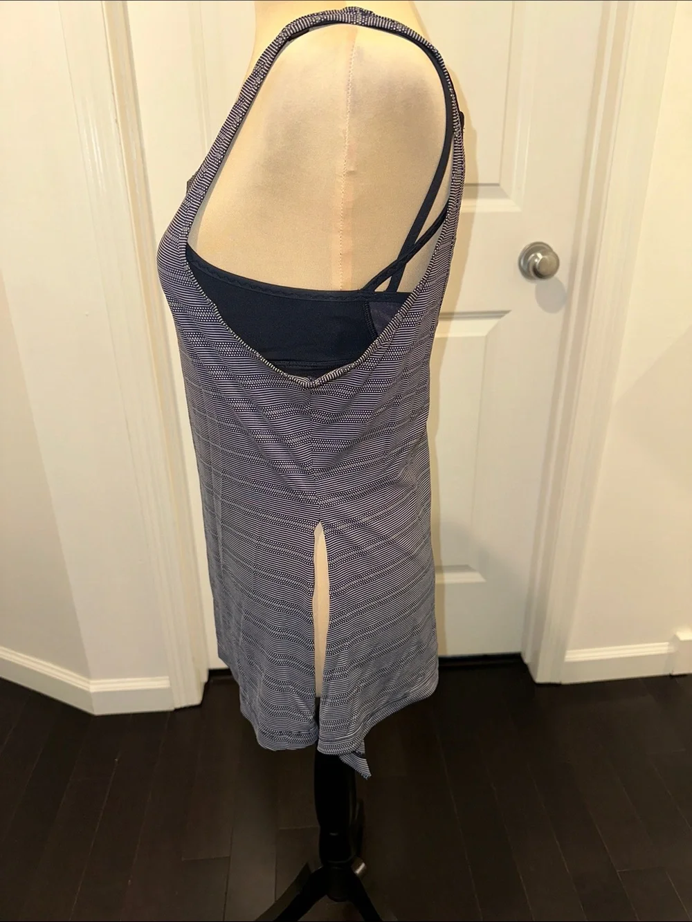Athleta Navy Striped Scoop Neck Tank